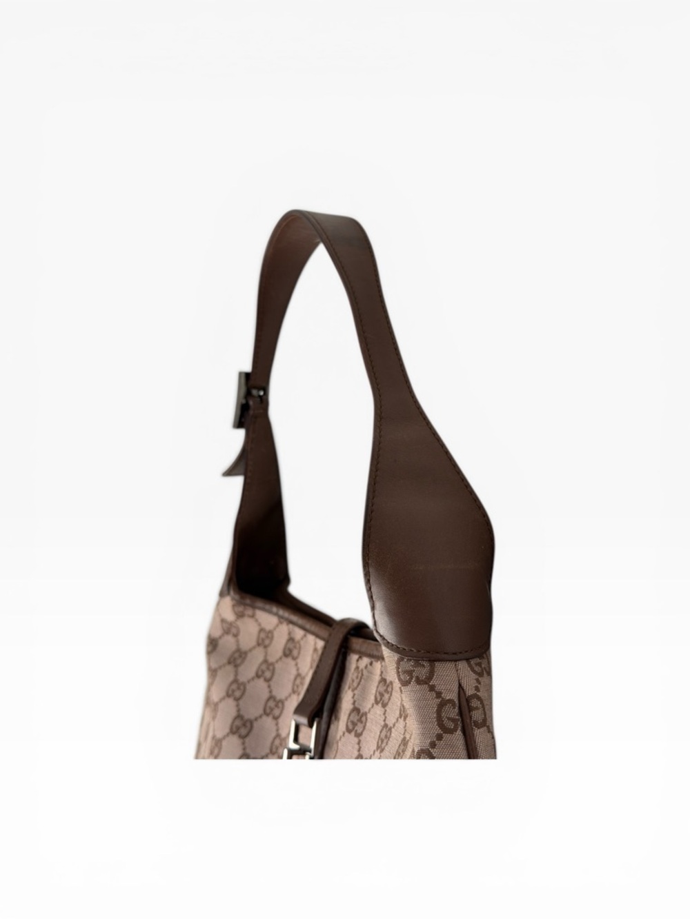 Gucci Jackie GG Brown Canvas Leather Trim Shoulder Bag - Picture 8 of 16
